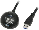 Logilink USB Kabel A -> A St/Bu 1.50m Verl. sw mit Standfu&szlig;