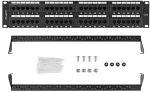 LANBERG PATCH PANEL 48 PORTS 2U 19" CAT.6 UTP BLACK