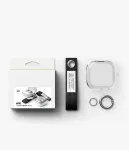 Ringke &Uuml;mbris Air, Samsung Galaxy Buds4 / Buds4 Pro, l&auml;bipaistev musta rihmaga,