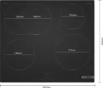 Pliidiplaat Bosch PIF61ABB5E hob Black Built-in 60 cm Zone induction hob 4 zone(s)
