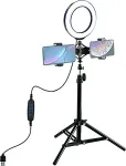Noname LED Ring Lamp 16cm With Desktop Tripod Mount Up to 70cm And Dual Phone Bracket, USB