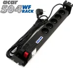 ACAR 19" power supply pan. 504WF 5x230V-5m black+switch protection