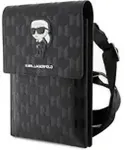 Karl Lagerfeld - Karl Lagerfeld Saffiano Monogram Ikonik NFT Wallet Phone Bag Black