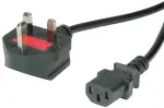 VALUE UK Netzkabel, gerade IEC-Buchse, 10A, schwarz, 1,95 m