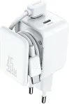 Joyroom reisilaadija GaN kiire laadija C+C, 45W, PD, PPS, UFCS, sisseehitatud kaablikorraldajaga, White (JR-TCL05)