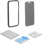 DELOCK Schutzfolie f&uuml;r iPhone 16 Pro mit Sichtschutz aus geh&auml;rtetem Glas Anti Spy 4 Wege Blickschutz mit Installationshilfe