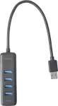 DELTACO USB-A jaotur, 5 Gbit/s, 4x USB-A, &otilde;huke, must