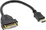 Inline - Videoanschlu&szlig; - HDMI / DVI - HDMI, 19-polig (M) - DVI-D (W) - 20cm - Schwarz (17670I)