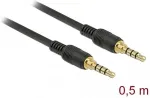 DELOCK Klinkenkabel 3,5 mm 4 Pin Stecker zu Stecker 0,5 m schwarz