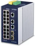 Planet IGS-20160HPT - Switch - L3 - managed - 16 x 10/100/1000 (PoE+) + 2 x 10/100/1000 + 2 x SFP - an DIN-Schiene montierbar, wandmontierbar - PoE+ (320 W) - Gleichstrom