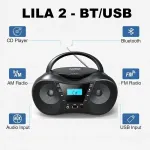 Raadio Eltra Radio player CD LILA2 USB/BT silver