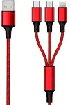2GO USB 3in1 Ladekabel Micro-USB/Lightn/USB-C Nylon 150cm ro