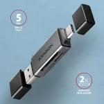 Kaardilugeja AXAGON CRE-DAC USB card reader SD/microSD USBA+