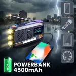 Raadio Extralink RADIO AWARYJNE BLUETOOTH SOLARNE Z KORBKA DYNAMO POWERBANK 4000MAH Z LATARKA SOS BT-4000 Portable Analog & digital Black, Orange