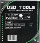 DSDTOOLS 3/8" KUUSKANTv&otilde;tmeotsikute komplekt 9 tk DS1222