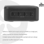 Club 3D Laadimisjaam CLUB3D CAC-1933 4 USB-C pordiga 240 W GaN PD 3.1 + PPS + LED-ekraan