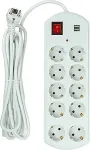 Noname Extension cord 5m, 10 sockets, 2x USB, with switch