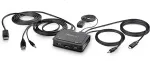 Startech .COM 2-Port Hybrid USB-C DisplayPort Kabel KVM Switch 4K 60Hz Mini KVM Switch mit 1,8m USB-A/DP/Audio & 1,2m USB-C int.Kabel