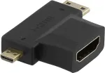 DELTACO Adapter HDMI-M/miniHDMI-F/microHDMI-F/HDMI-22G