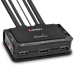 Lindy HDMI KVM l&uuml;liti 2-port Compact USB 2 HDMI 4K, heli/mikrofon - 42340