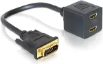 DELOCK Adapter DVI 24+1 Stecker zu 2 x HDMI Buchse