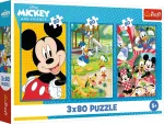 Trefl DISNEY MICKEY MOUSE puslede komplekt Miki-Hiire tiim, 3x80 osa