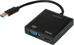 Logilink USB 3.0 adapter, A/M to HDMI-A/F + VGA/F, 1080p/60 Hz, black, 0.15 m