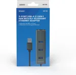 Savio AK-57 USB-A - 3 x USB-A HUB with RJ-45 Gigabit Ethernet adapter 5000 Mbit/s grey USB 3.2 Gen 1 (3.1 Gen 1) Micro-B 5000 Mbit/s Black