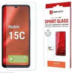Displex Smart Glass (9H) for Xiaomi Redmi 15C, Mounting Sticker, unbreakable