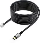 Startech .com USB-C to RJ9 Adapter for Office Phone Handset or Wired/Wireless Headset, Use Existing Landline Hardware, 6ft/1.8m, For Laptop/Desktop Computer/Mobile (UR9-HEADSET-ADAPTER)