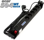 ACAR 19" power supply pan. 504WF 5x220V-3m black+switch protection