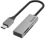 HAMA USB Card Reader, USB-C, USB 3.0, SD/microSD, Aluminium