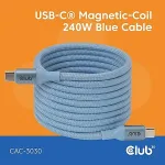 Club 3D Club3D Lifestyle USB-C Magnetisches Kabel 240W 2m blau St/St