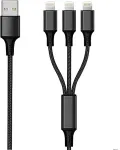2GO 3in1 USB Ladekabel 3x Lightning Nylon 1,5m schwarz