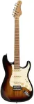 Stagg SES-55 SNB - gitara elektryczna w kolorze sunburst SSS, przetworniki Alnico