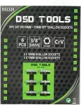 DSDTOOLS 6 TK 3/8" LIITMIKUD 10 mm + 13 mm L&Uuml;HIKESED PEAD DS1324