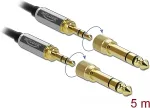 DELOCK Klinkenkabel 3,5 mm 3 Pin Stecker zu Stecker mit Schraubadapter 5 m