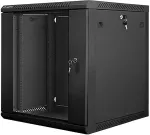 LANBERG wall-mounted installation rack cabinet 19" 12U 600x600mm black (glass door)