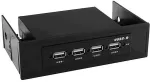 VALUE Internal USB 2.0 Hub, for Type 3.5/5.25 Bay, 4 Ports, black