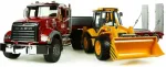 BRUDER MACK Granite low loader and JCB 4CX backhoe loader