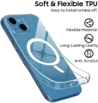 Tech-Protect Kaitse&uuml;mbris FlexAir MagSafe, Apple iPhone 13 mini, l&auml;bipaistev valge MagSafe ringiga,