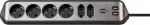 Brennenstuhl estilo corner power strip 6-way (black/stainless steel, 2 meters, 2x USB)