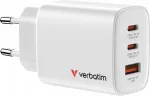 VERBATIM Charger GaN 65W QC 3.0, 2xUSB-C, 1x USB-A PD 3.0 EU