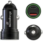 MEDIARANGE Kfz-Ladeger&auml;t 20W 1x USB-A u. 1x USB-C Alu, schw.