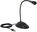 DELOCK Broadcast USB Schwanenhals Mikrofon mit Standfu&szlig; und Mute + On / Off Taste