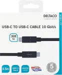 DELTACO USB-C - USB-C kaabel, 0,5 m, USB 3.1 Gen 2, E-marker kiibistik, 10