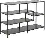 Home4you Riiul SEAFORD 114x35xH78cm, 4x, riiulid: must saare melamiin, raam: must metall