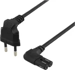 DELTACO maandamata seadme kaabel, 3m, nurga all CEE 7/16 - IEC 60320, must