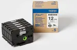 Brother HG131 - Laminiertes Band - schwarz auf durchsichtig - Rolle (1,2 cm x 8 m) - 5 Rolle(n) - f&uuml;r P-Touch 9500pc, 9700PC, 9800PCN (HG131V5)