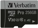 M&auml;lukaart VERBATIM CARD 256GB MicroHC Pro Class 10 + Adapter retail